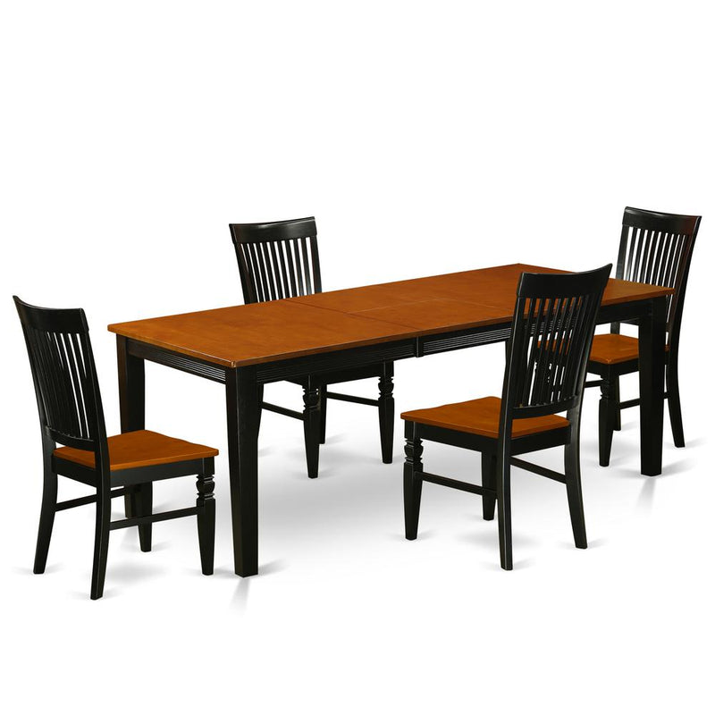 Dining Room Set Black & Cherry, QUWE5-BCH-W