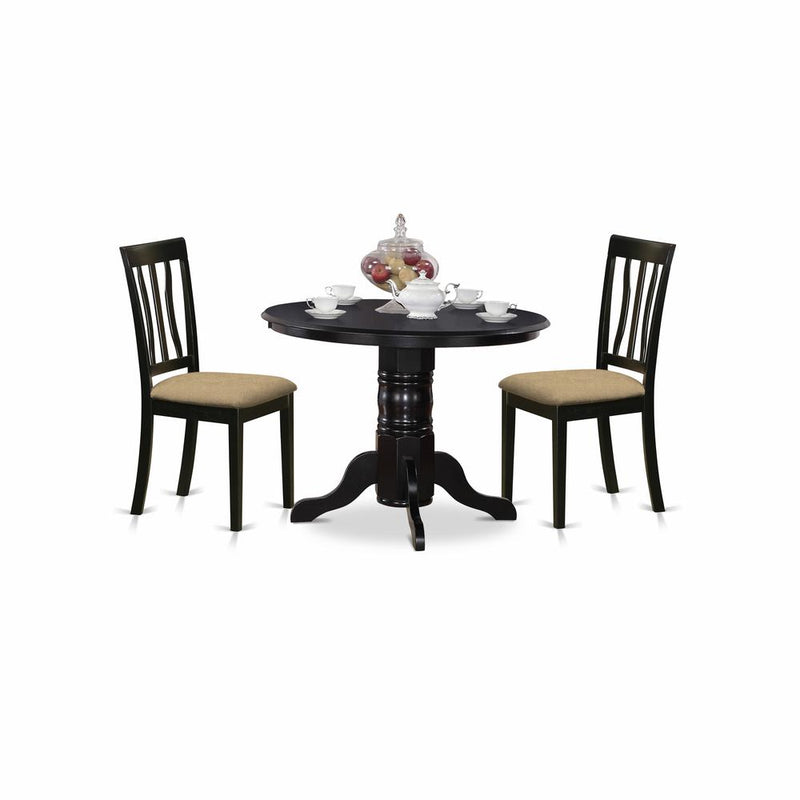 SHAN3-BLK-C 3 Pc dinette Table set-Small Kitchen Table and 2 Dining Chairs