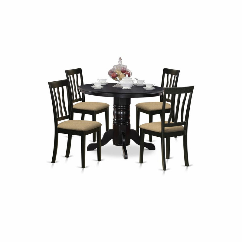 SHAN5-BLK-C 5 Pc Dining room set- Dinette Table and 4 Kitchen Dining Chairs