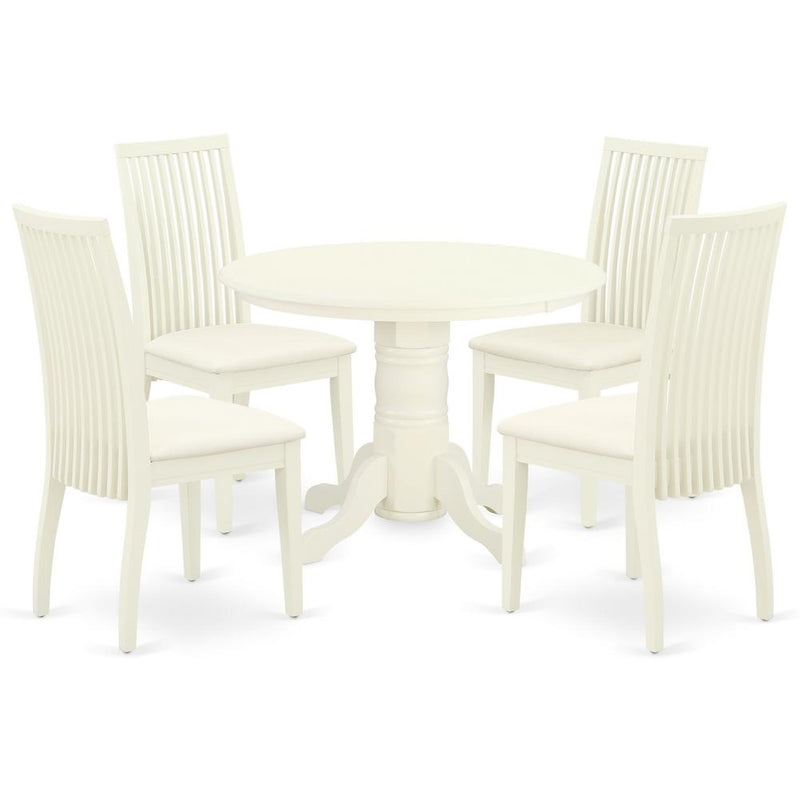 Dining Room Set Linen White, SHIP5-WHI-C