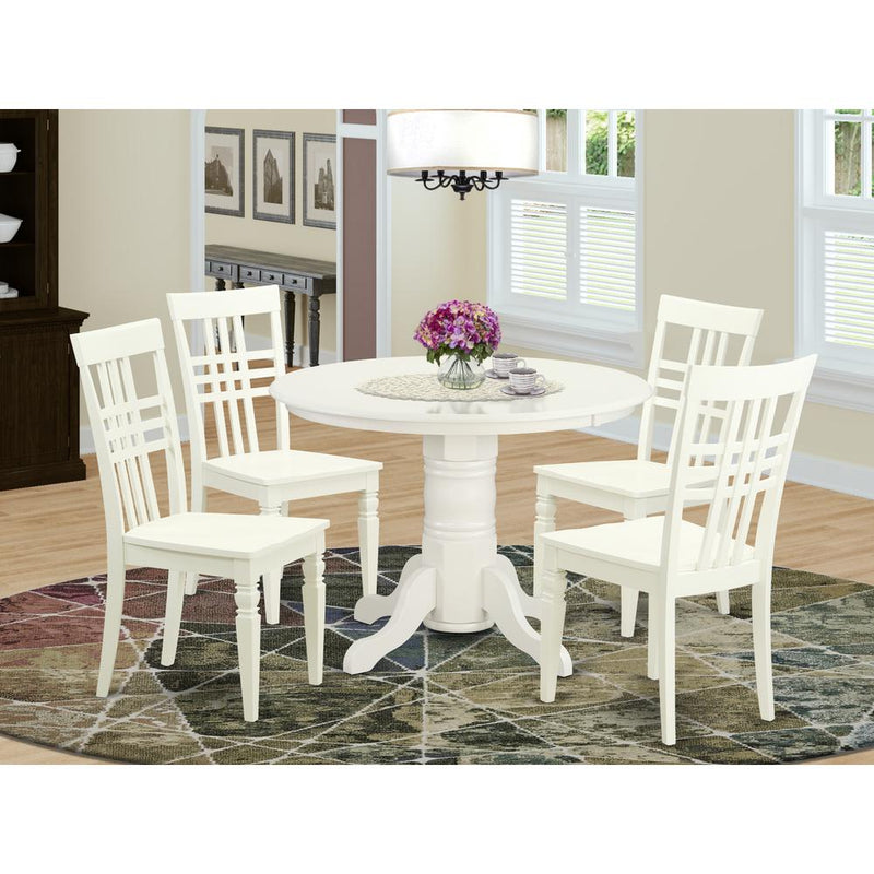 5  PC  small  dinette  set  with  a  Dining  Table  and  4  Dining  Chairs  in  Linen  White