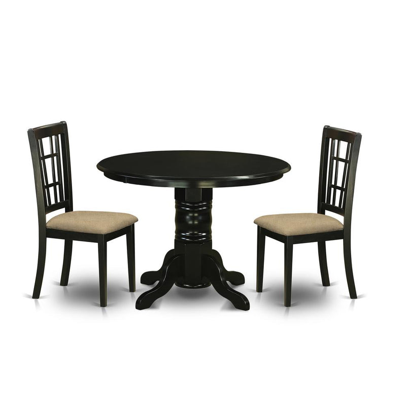 SHNI3-BLK-C 3 PcKitchen Table set-Kitchen dinette Table and 2 Kitchen Chairs