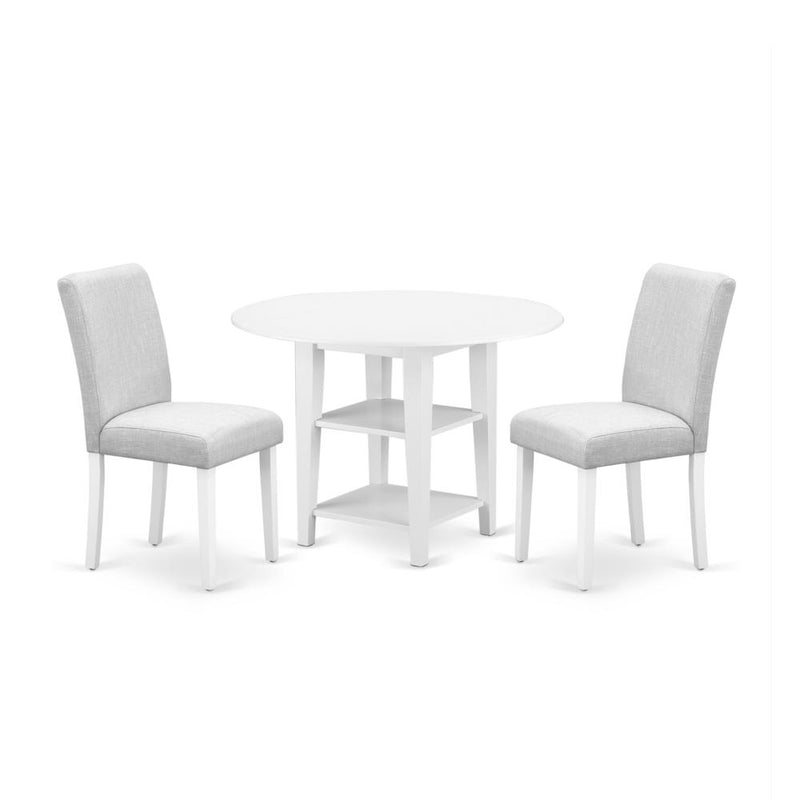 Dining Room Set Linen White, SUAB3-LWH-02