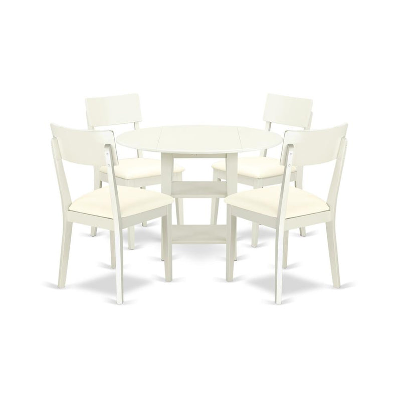 Dining Room Set Linen White, SUAD5-LWH-LC