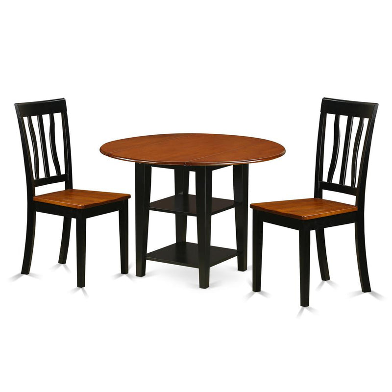 Dining Room Set Black & Cherry, SUAN3-BCH-W