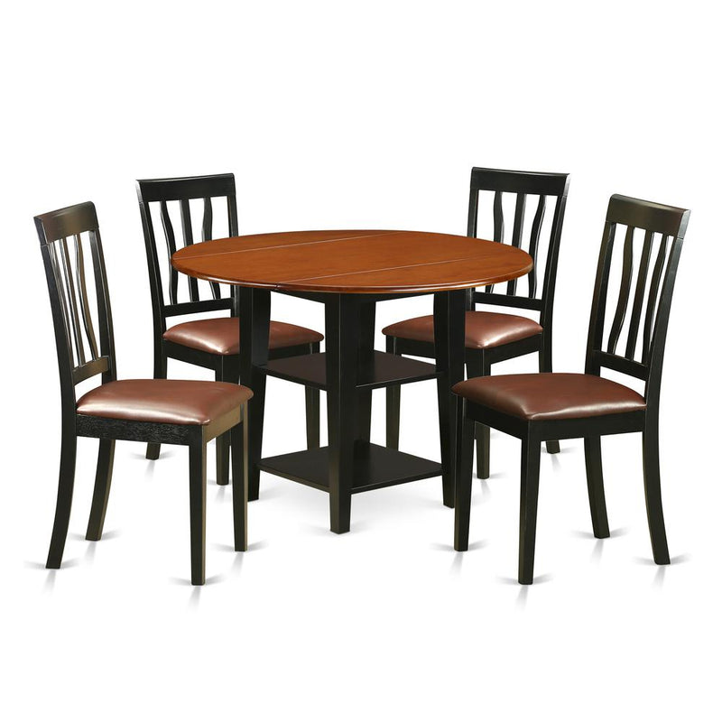 Dining Room Set Black & Cherry, SUAN5-BCH-LC