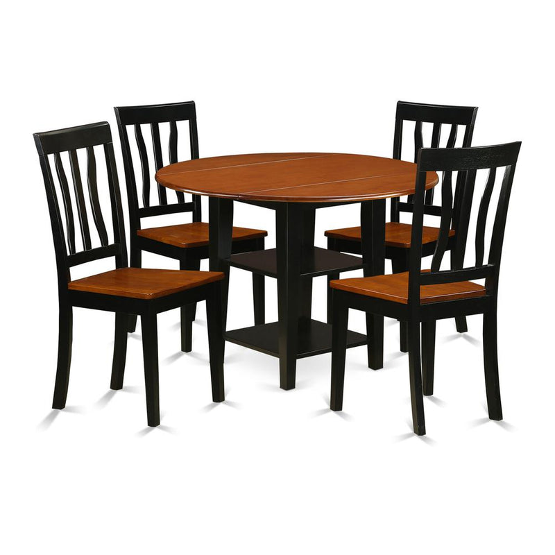 Dining Room Set Black & Cherry, SUAN5-BCH-W