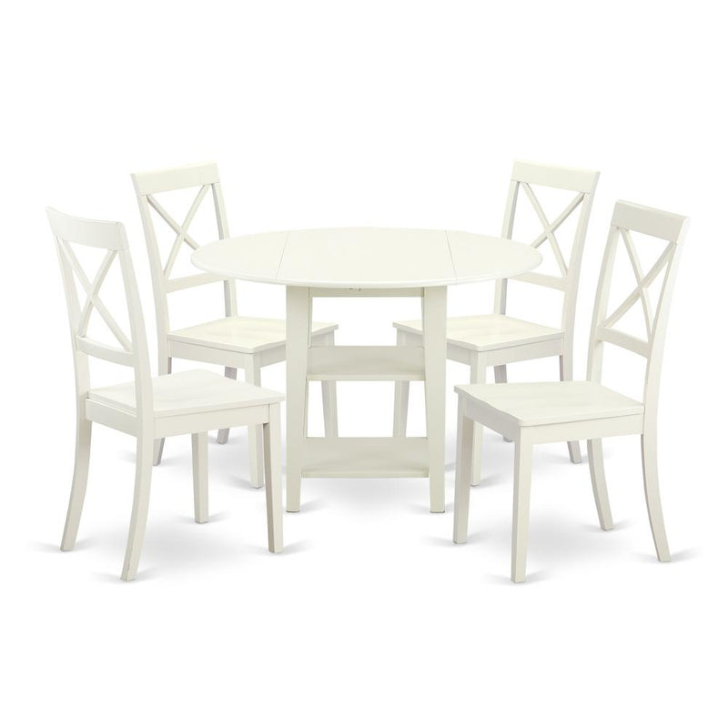 Dining Room Set Linen White, SUBO5-LWH-W