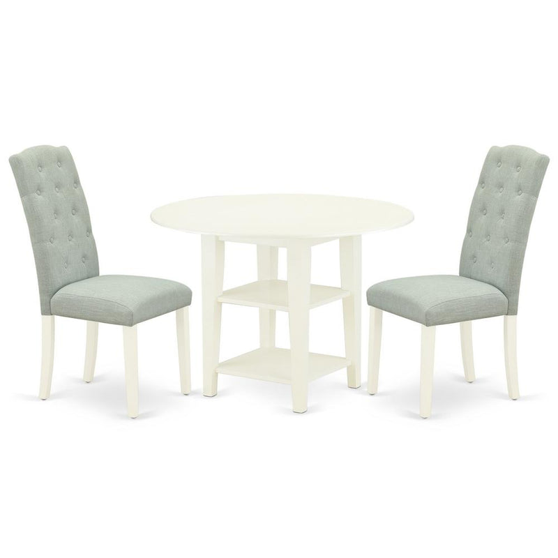 Dining Room Set Linen White, SUCE3-LWH-15