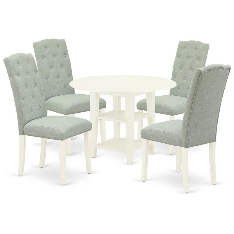 Dining Room Set Linen White, SUCE5-LWH-15