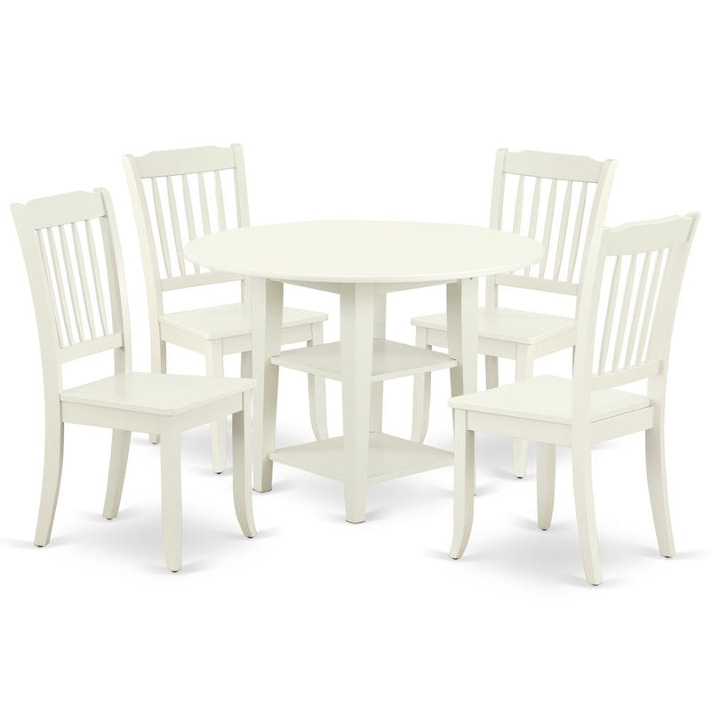 Dining Room Set Linen White, SUDA5-LWH-W