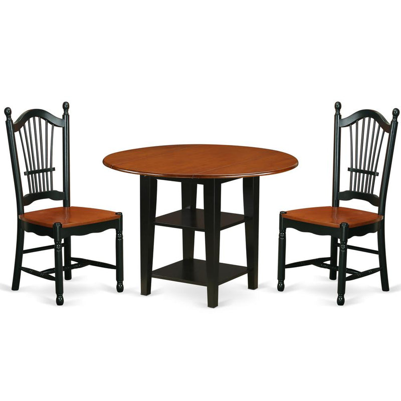 Dining Room Set Black & Cherry, SUDO3-BCH-W