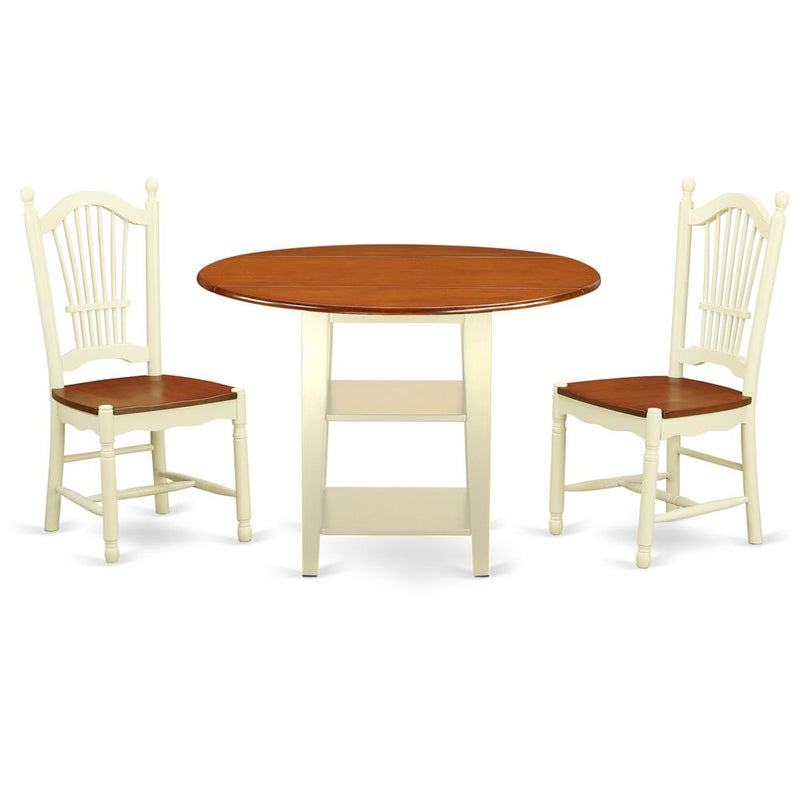 Dining Room Set Buttermilk & Cherry, SUDO3-BMK-W