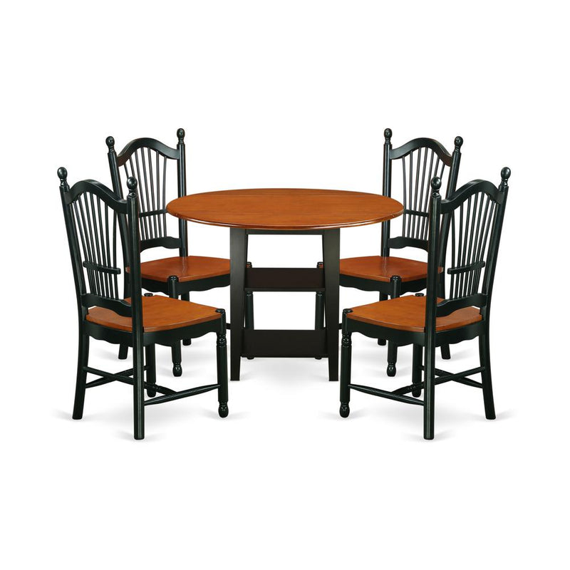 Dining Room Set Black & Cherry, SUDO5-BCH-W