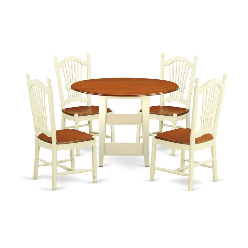 Dining Room Set Buttermilk & Cherry, SUDO5-BMK-W