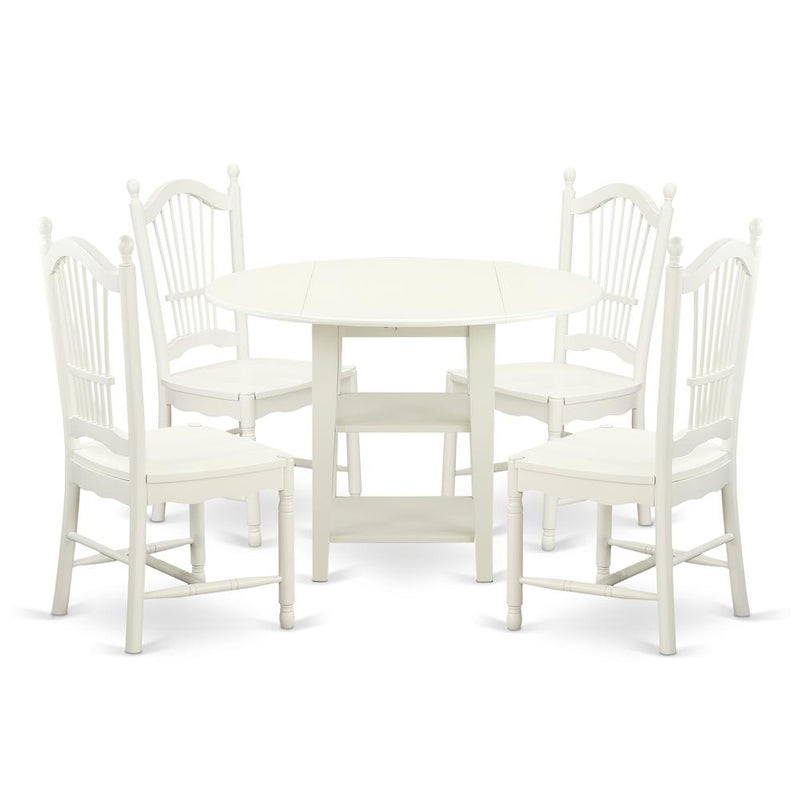 Dining Room Set Linen White, SUDO5-LWH-W