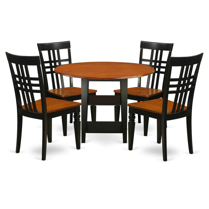 Dining Room Set Black & Cherry, SULG5-BCH-W