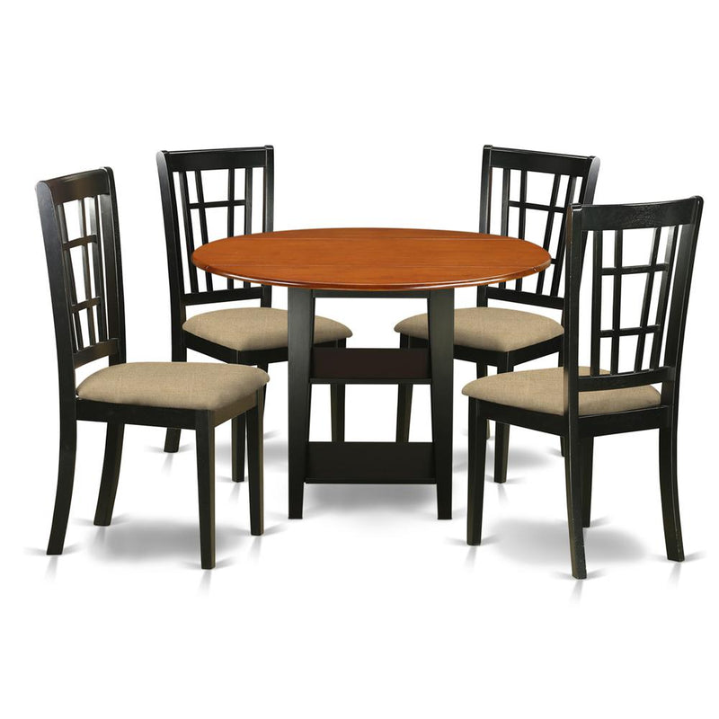 Dining Room Set Black & Cherry, SUNI5-BCH-C