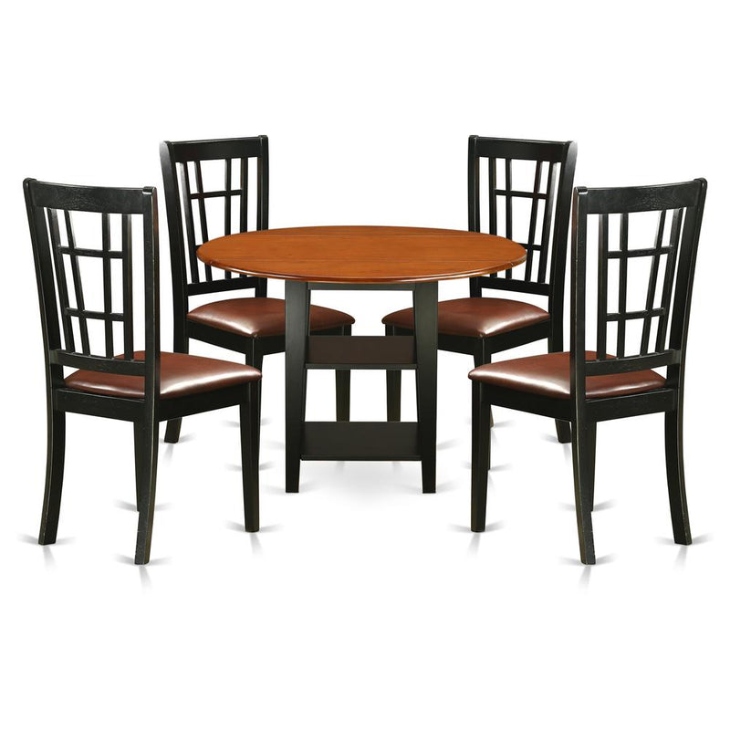 Dining Room Set Black & Cherry, SUNI5-BCH-LC