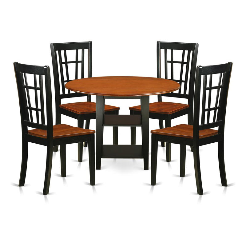 Dining Room Set Black & Cherry, SUNI5-BCH-W