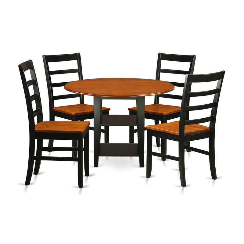 Dining Room Set Black & Cherry, SUPF5-BCH-W