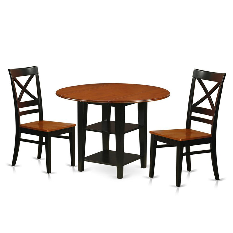 Dining Room Set Black & Cherry, SUQU3-BCH-W