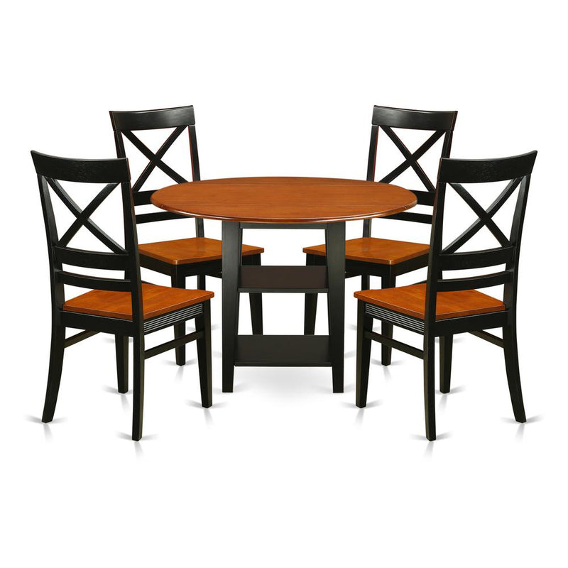 Dining Room Set Black & Cherry, SUQU5-BCH-W