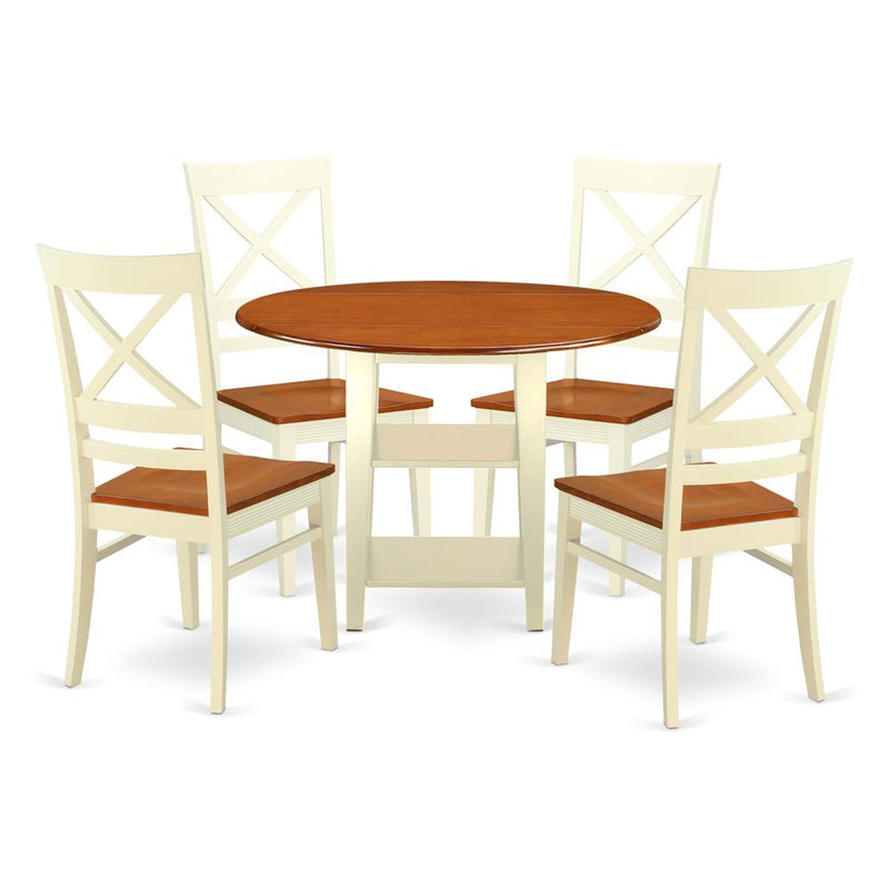 Dining Room Set Buttermilk & Cherry, SUQU5-BMK-W