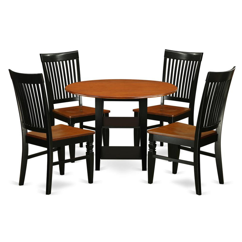 Dining Room Set Black & Cherry, SUWE5-BCH-W