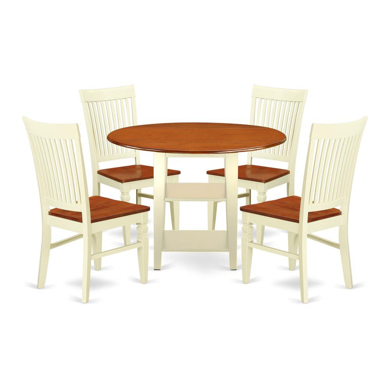 Dining Room Set Buttermilk & Cherry, SUWE5-BMK-W