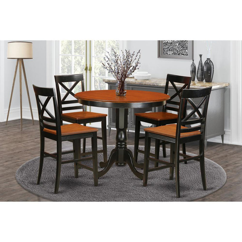 5  PC  counter  height  Dining  set  -  Small  Kitchen  Table  and  4  bar  stools  with  backs.