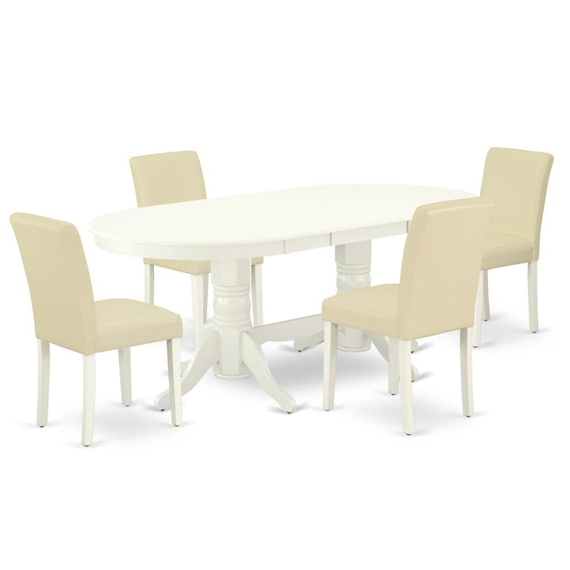 Dining Room Set Linen White, VAAB5-LWH-64