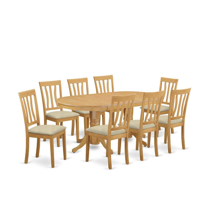 VAAN9-OAK-C 9 PC Dining room set - Kitchen dinette Table and 8 Kitchen Dining Chairs