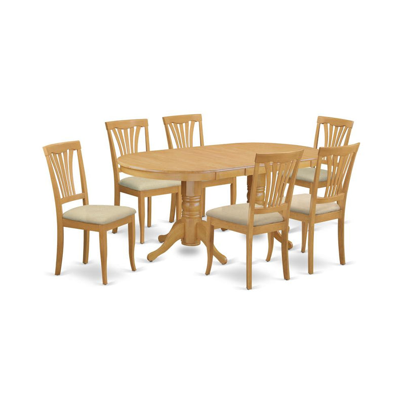 VAAV7-OAK-C 7 PC Dining room set-Oval Table with Leaf and 6 Dining Chairs