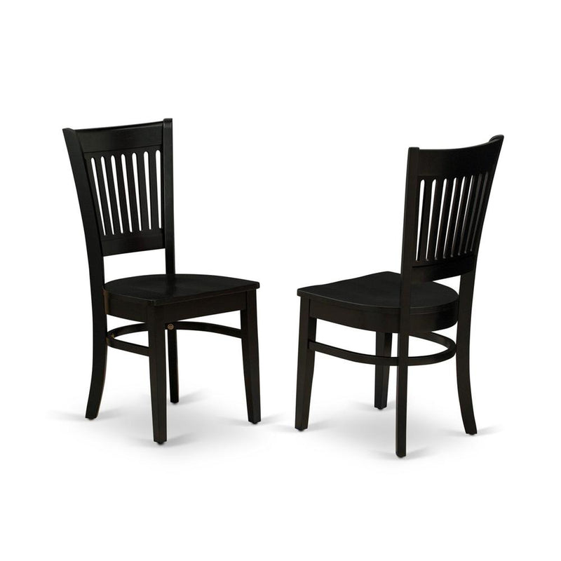 East West Furniture VAC-BLK-W Vancouver Dining Room Chairs - Slat Back Wood Seat Chairs, Set of 2, Oak