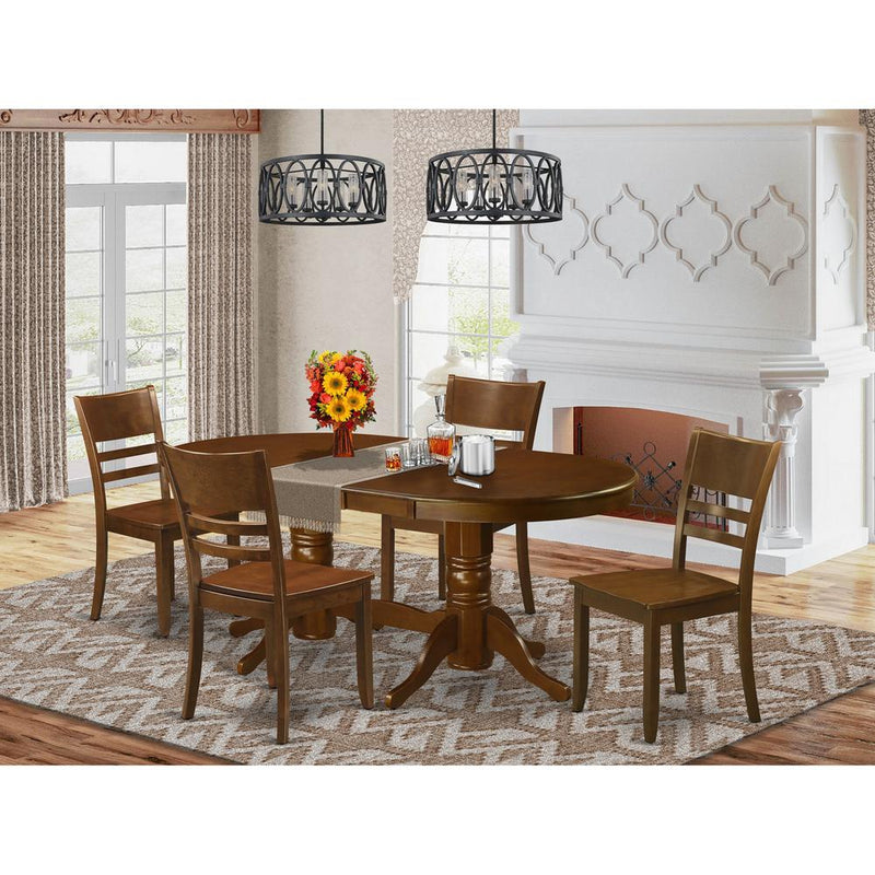 5  Pc  Vancouver  Kitchen  Table  with  a  17in  Leaf  and  4  Wood  dinette  Chairs