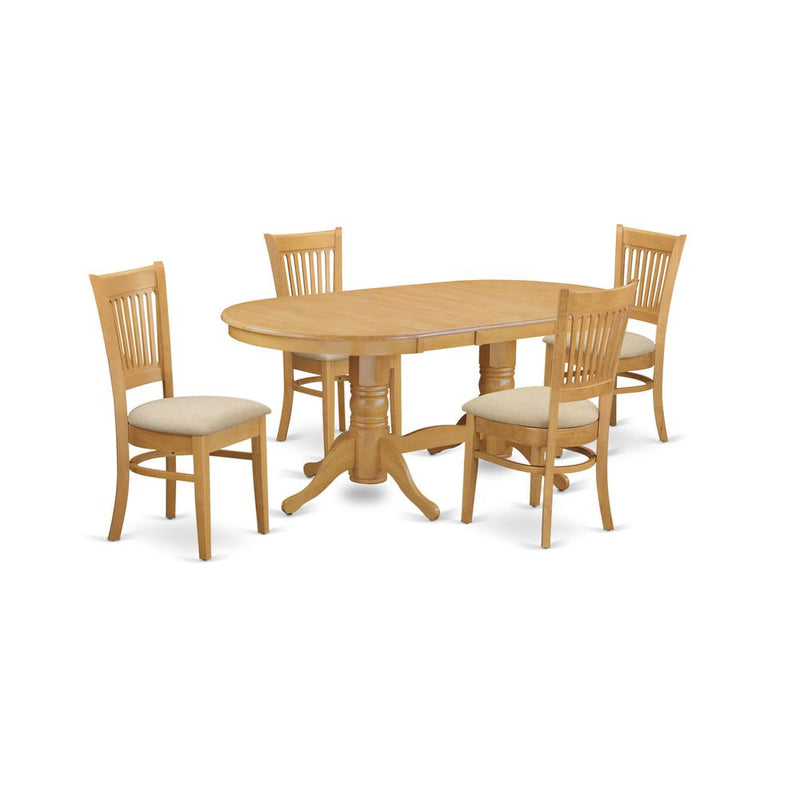 VANC5-OAK-C 5 Pc Dining room set Table with Leaf and 4 Chairs for Dining