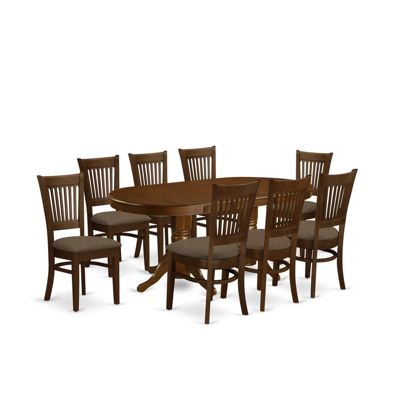 VANC9-ESP-C 9 Pc Dining room set for 8 Dining Table with Leaf and 8 Dining Chairs