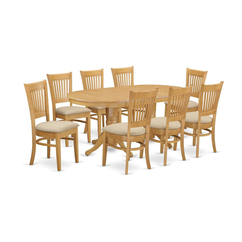 VANC9-OAK-C 9 PC Dining room set for 8 Dining Table with Leaf and 8 Kitchen Dining Chairs