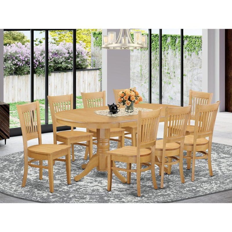 9  Pc  Dining  room  set-Double  Pedestal  Oval  and  Leaf  and  8  Dining  Chairs