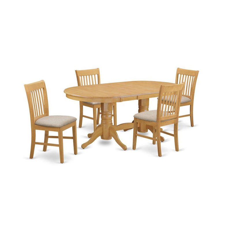 VANO5-OAK-C 5 Pc Table and Chairs set - Table and 4 Dining Chairs