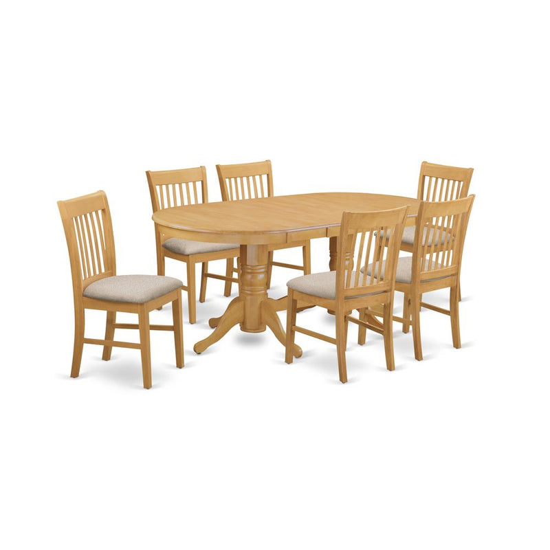 VANO7-OAK-C 7 Pc Dinette set - Kitchen dinette Table and 6 dinette Chairs