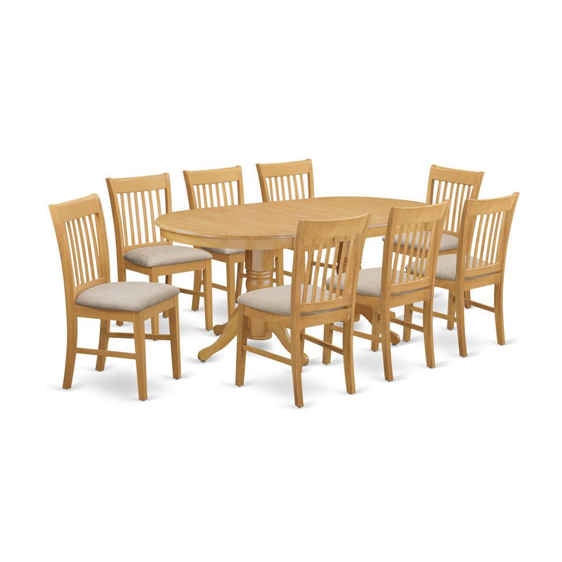 VANO9-OAK-C 9 PC Table and Chairs set - Small Kitchen Table and 8 Dining Chairs