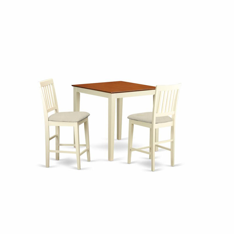 VERN3-WHI-C 3 Pc counter height Table and chair set-pub Table and 2 Kitchen bar stool