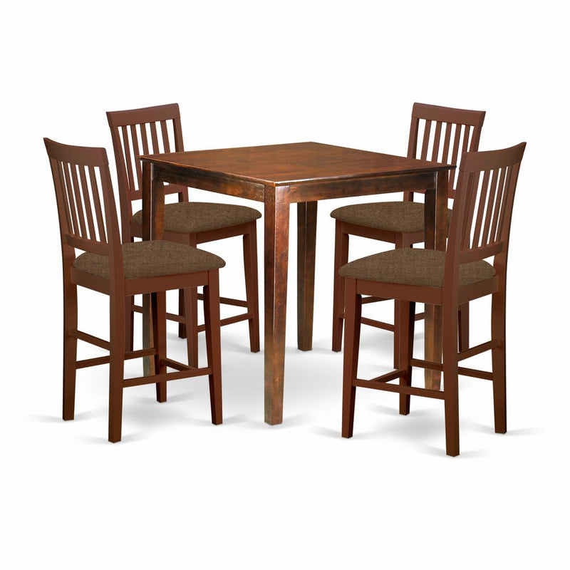 VERN5-MAH-C 5 PC Counter height Table set-Square counter height Table and 4 counter height Chairs