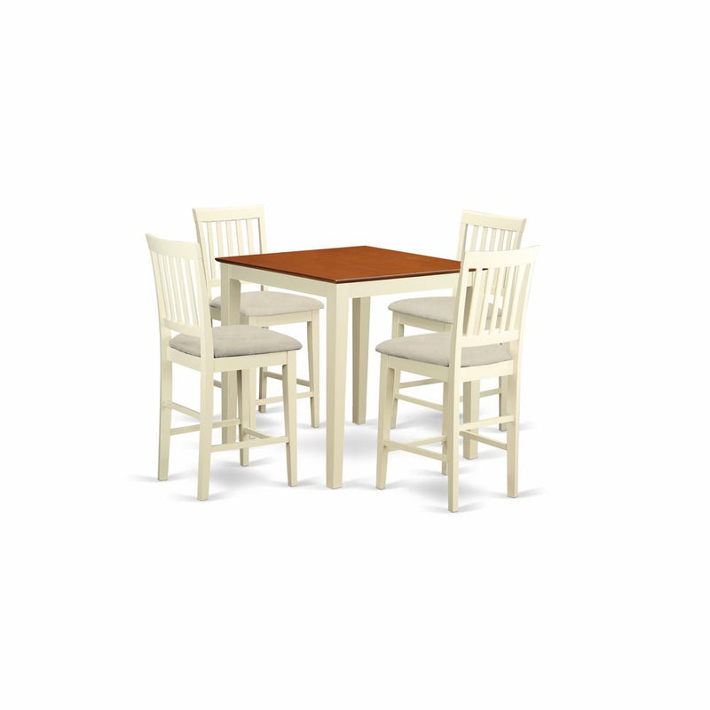 VERN5-WHI-C 5 Pc counter height pub set - counter height Table and 4 Kitchen Dining Chairs.