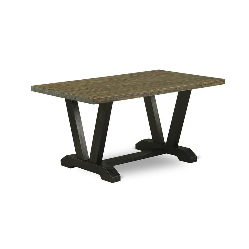 East West Furniture V-Style Modern Dining Rectangle Kitchen Table Top with Stylish Legs, 36x60 Inch, VT676