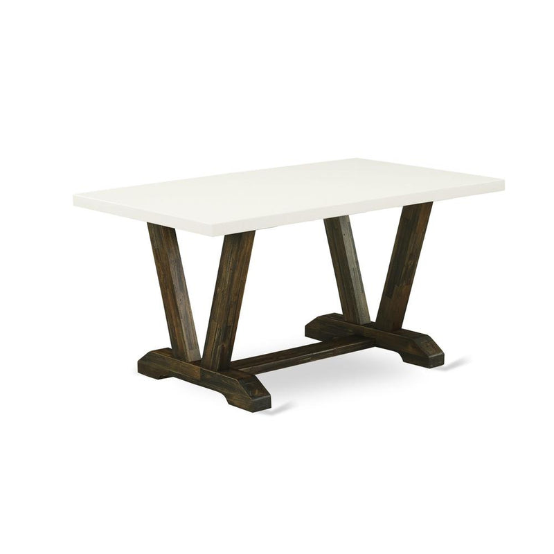 East West Furniture V-Style Dining Rectangle Wooden Table Top with Stylish Legs, 36x60 Inch, VT726