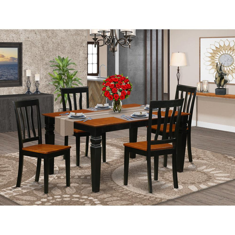 5  Pc  Kitchen  Table  set  with  a  Dining  Table  and  4  Wood  Kitchen  Chairs  in  Black