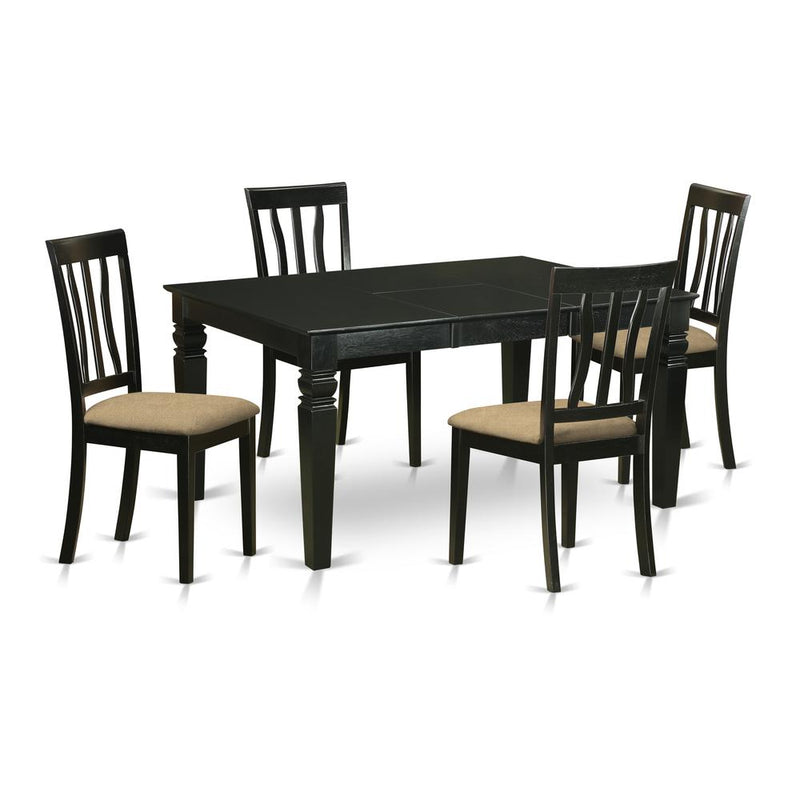 WEAN5-BLK-C 5 Pc dinette Table set - Kitchen dinette Table and 4 Kitchen Dining Chairs